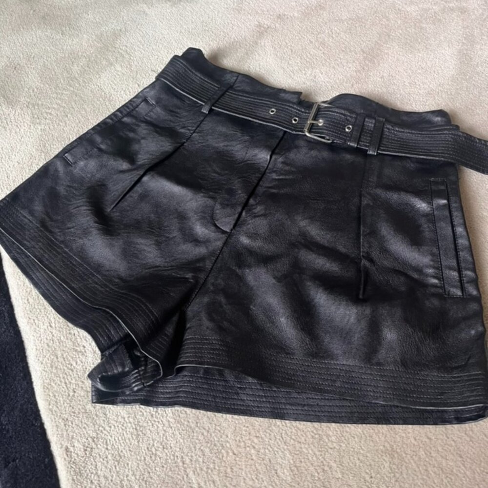 Topshop Belted Faux Leather Shorts- Like New